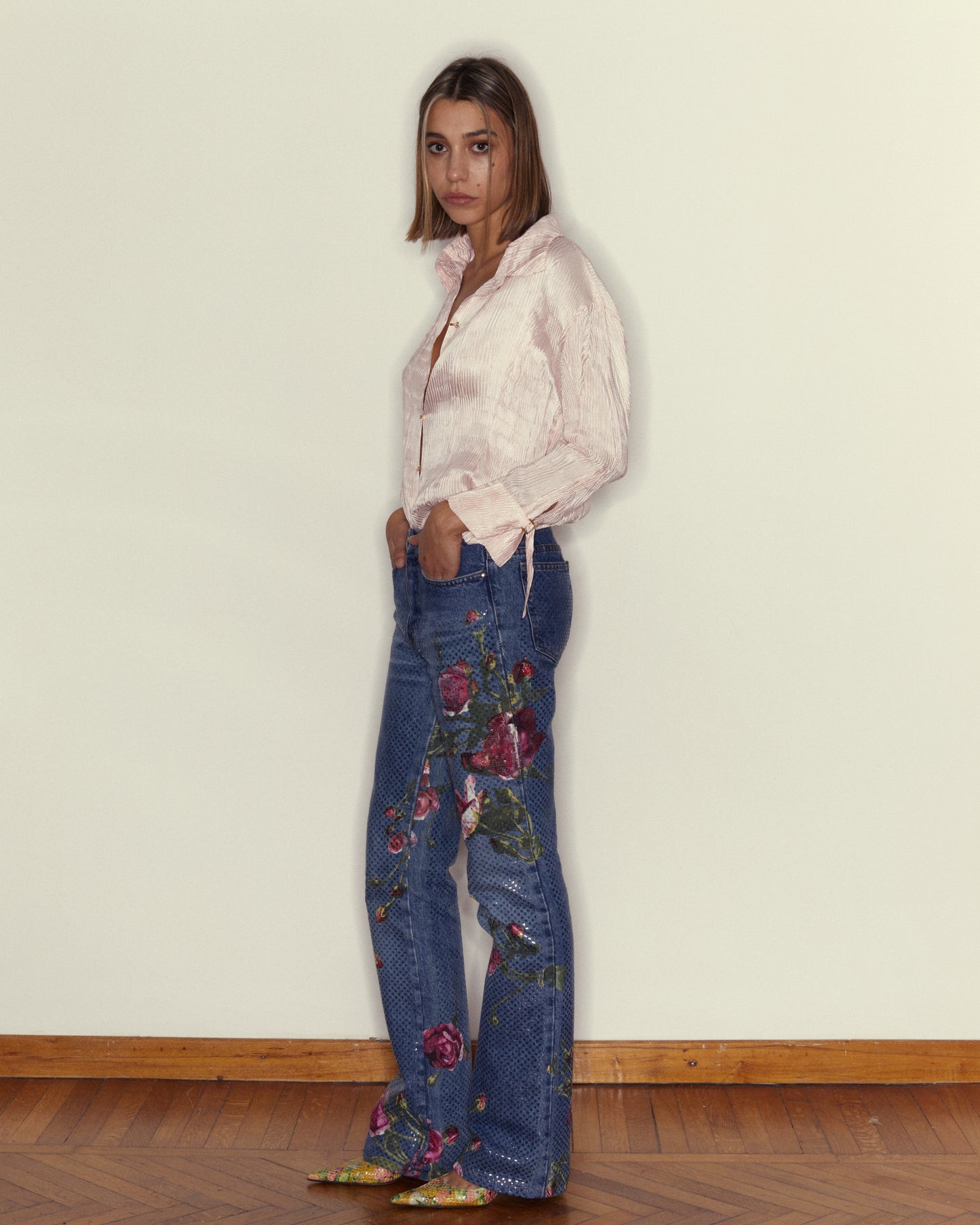 PRINTED DENIM PANT