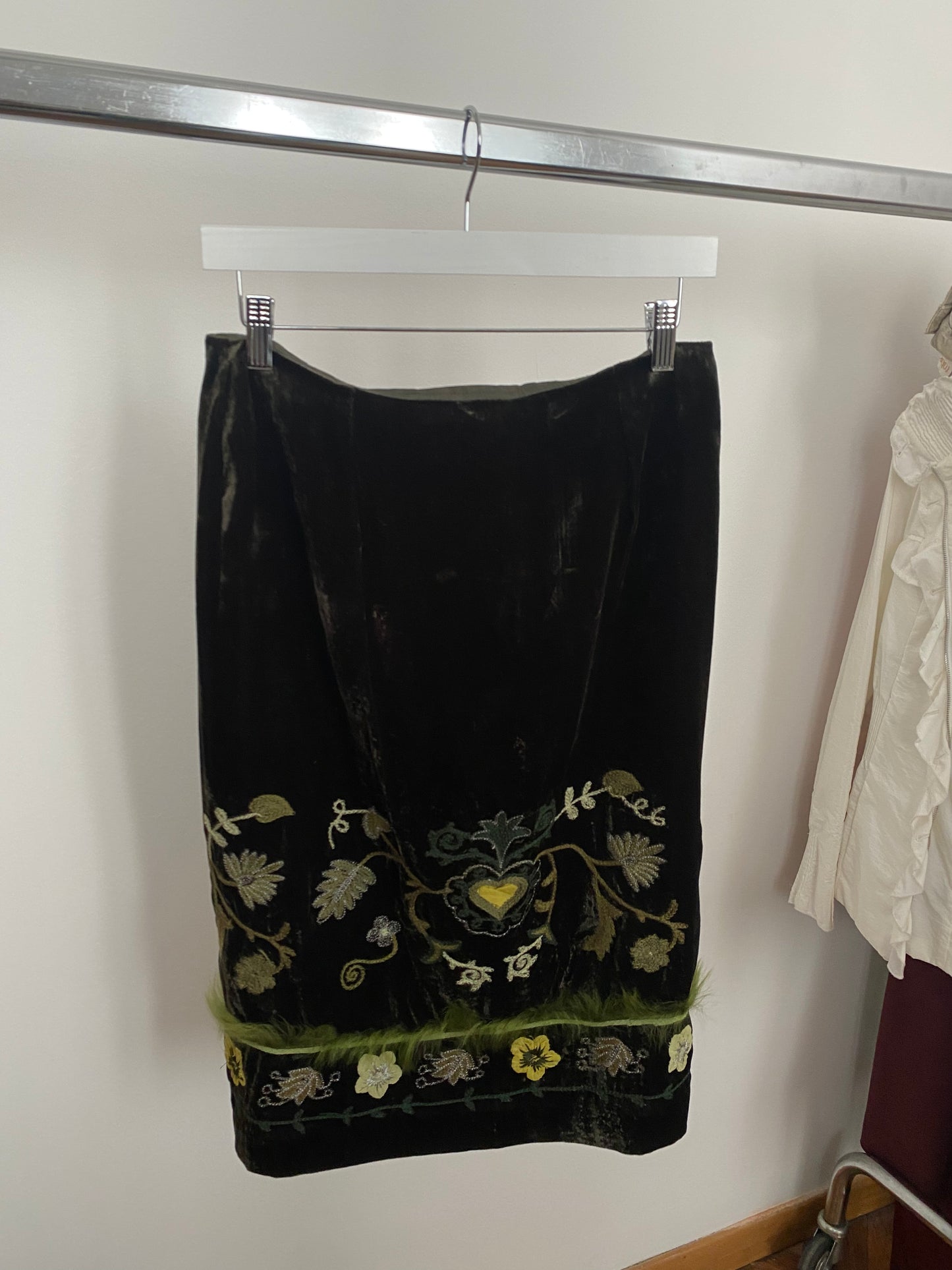 ERMANNO SCERVINO EMBROIDERED VELVET SKIRT