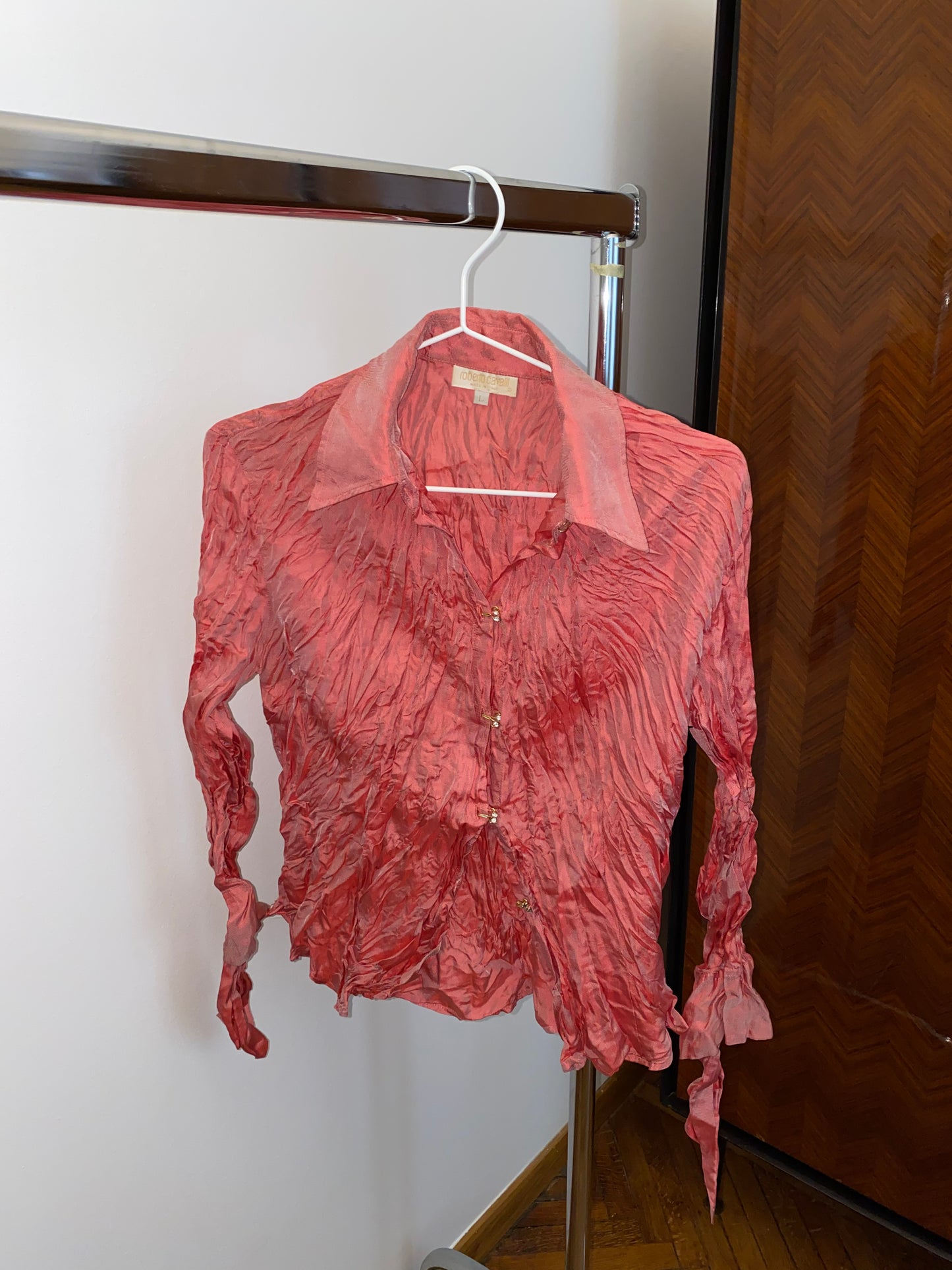 ROBERTO CAVALLI RED SILK SHIRT