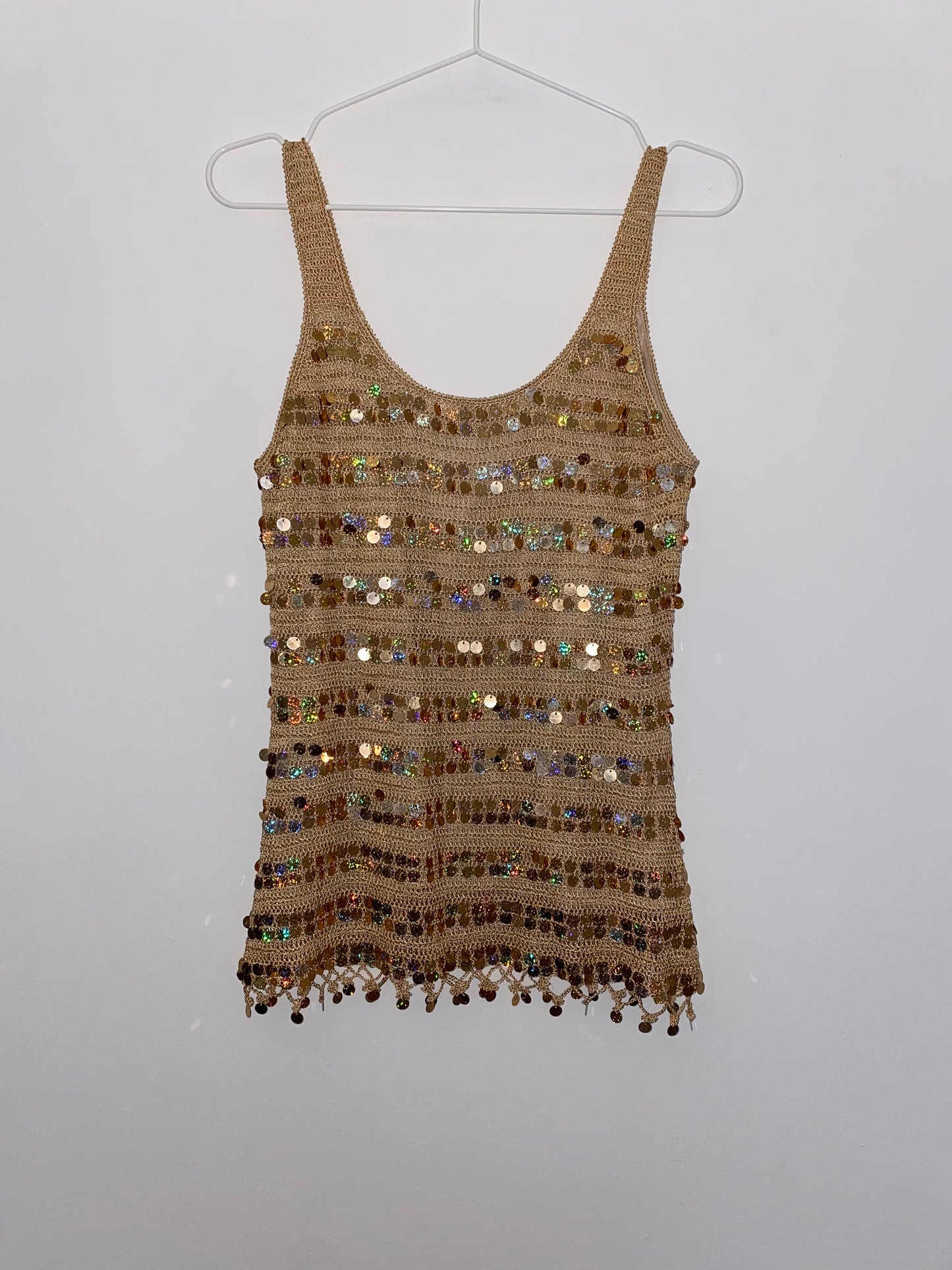 GOLD PAILLETTES KNITWEAR TANK TOP