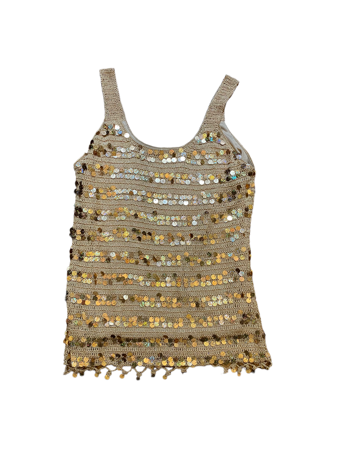 GOLD PAILLETTES KNITWEAR TANK TOP