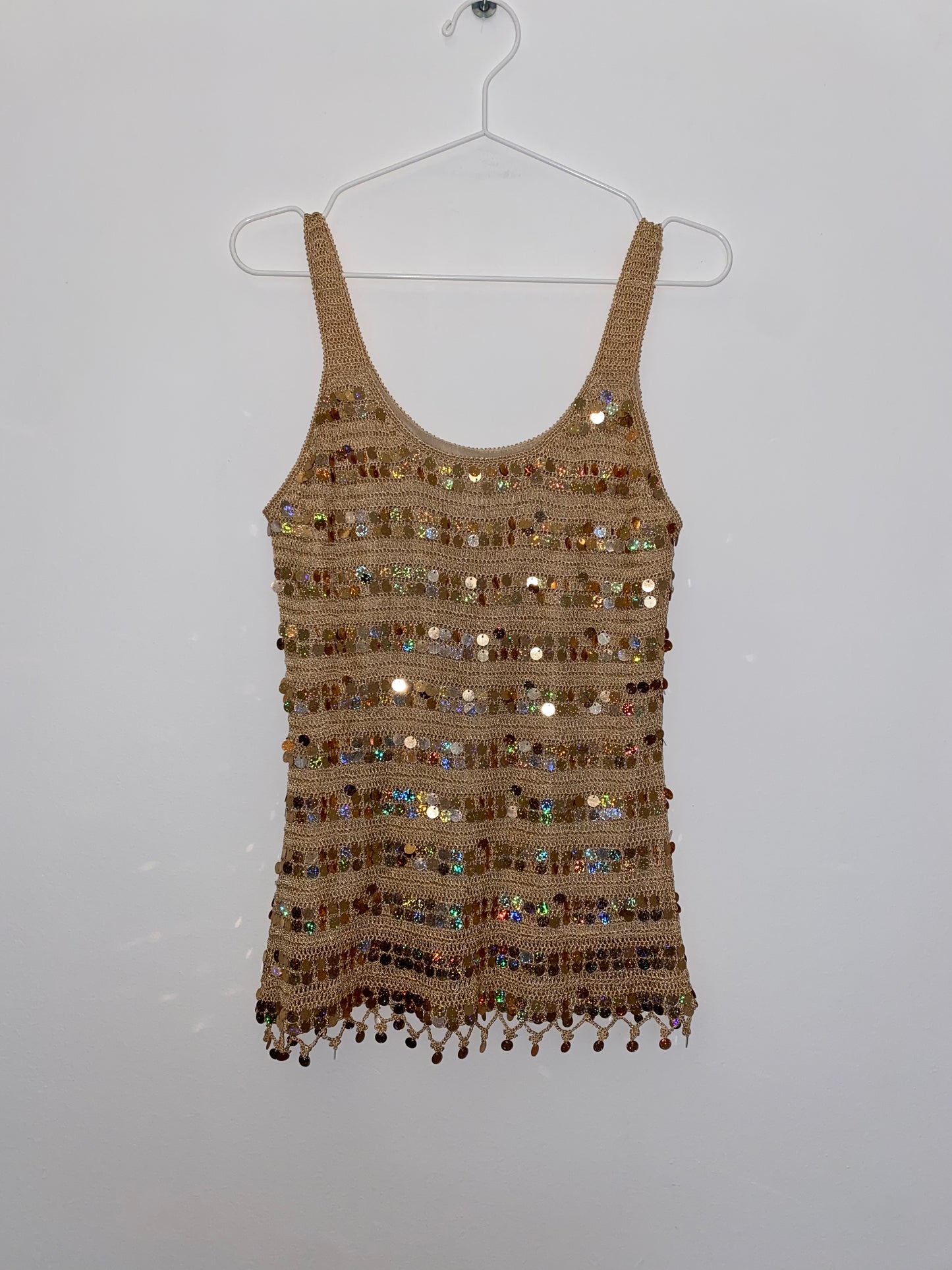 GOLD PAILLETTES KNITWEAR TANK TOP