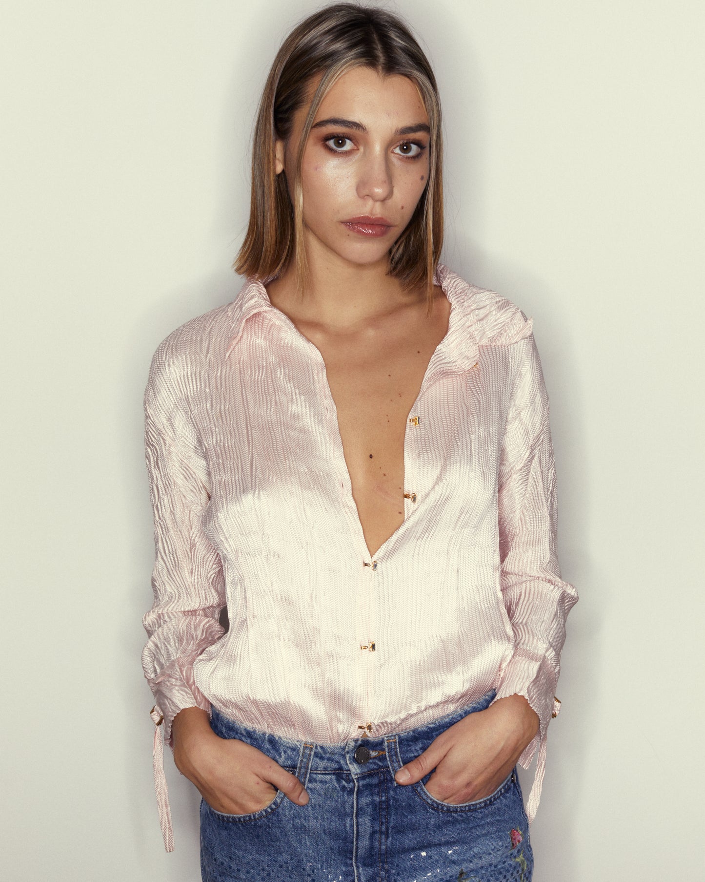 ROBERTO CAVALLI SILK SHIRT WITH JEWELS