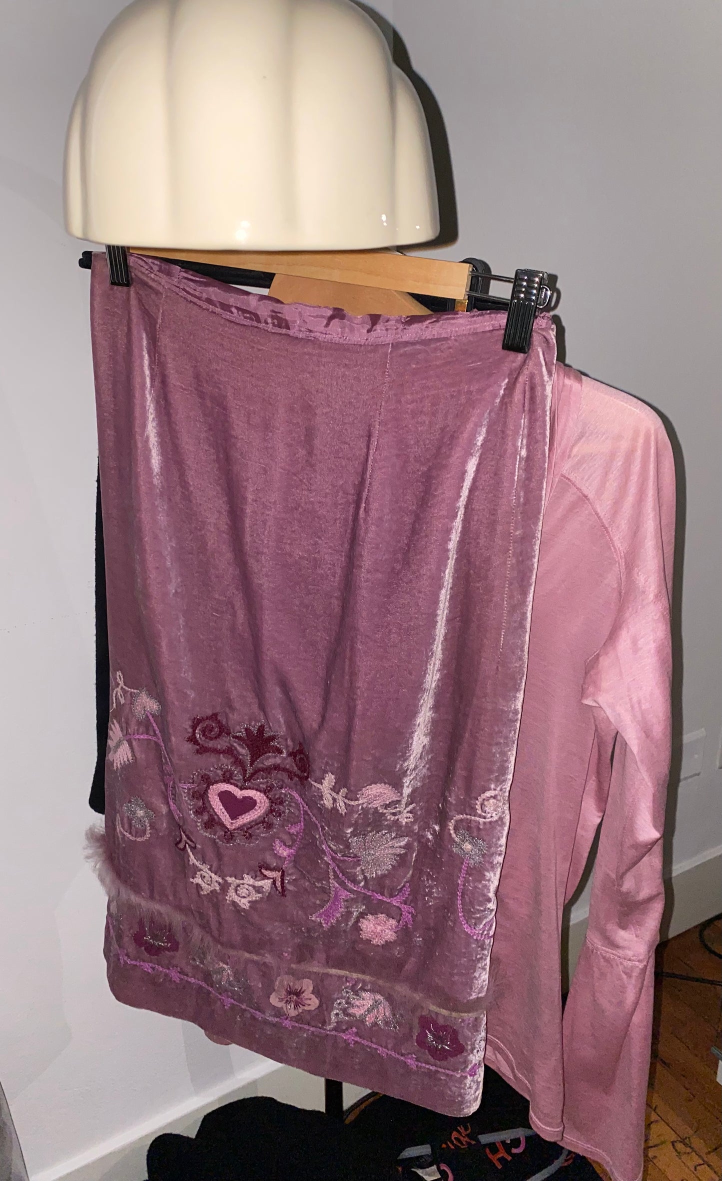ERMANNO SCERVINO EMBROIDERED VELVET SKIRT