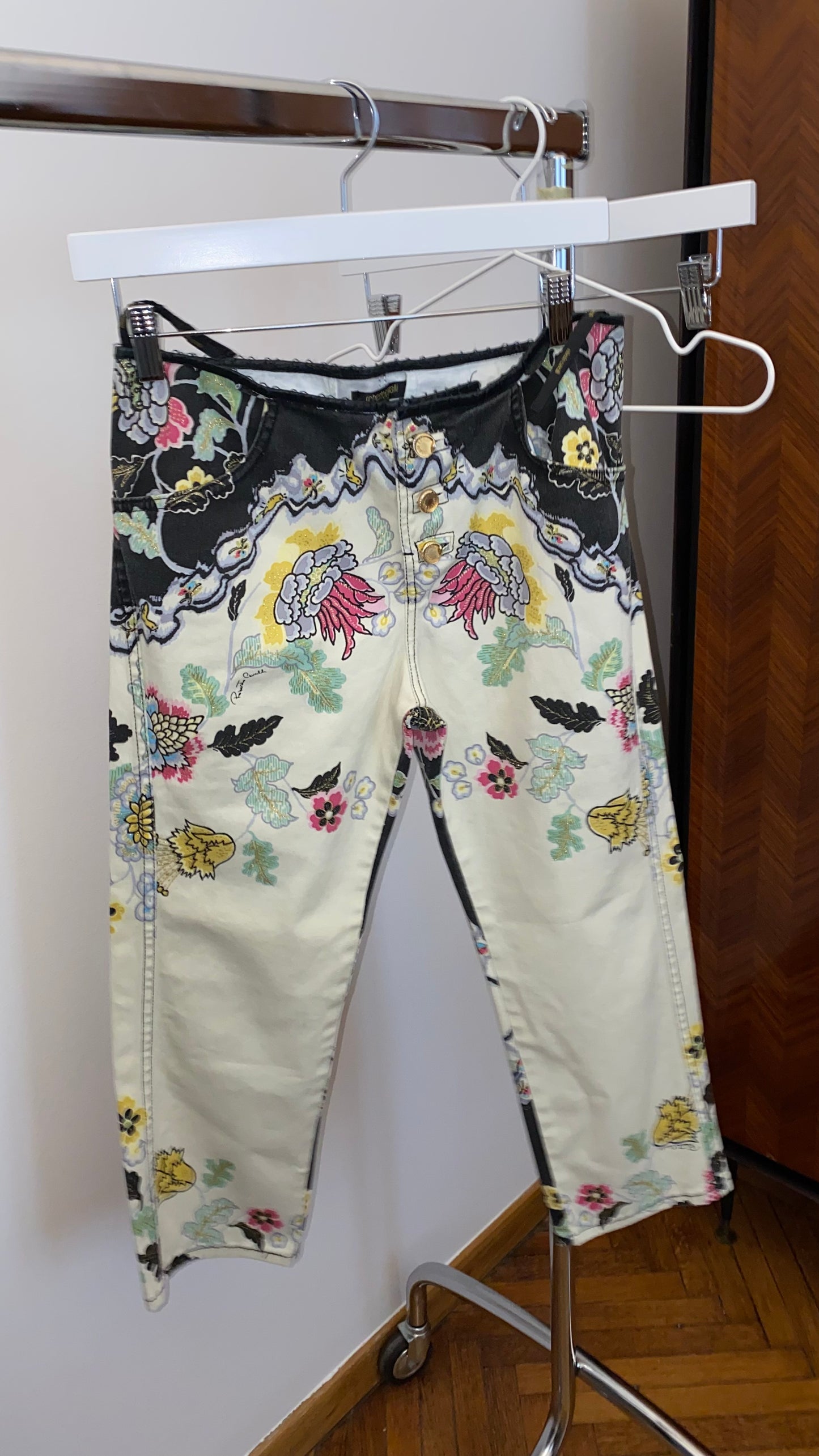 ROBERTO CAVALLI SS 2003 ORIENTE PRINT DENIM PANT